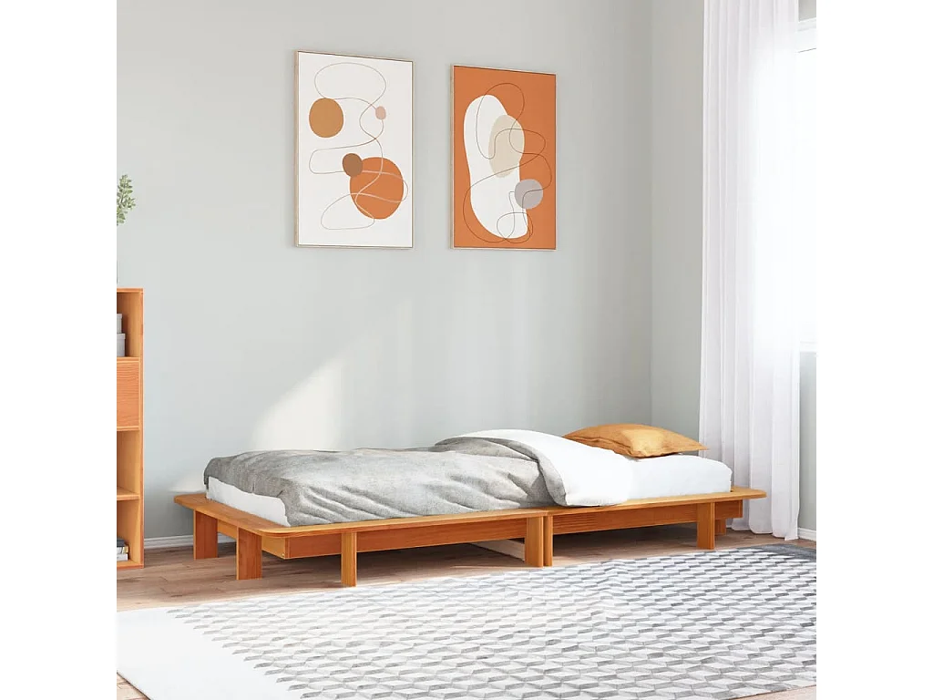 Bedframe zonder matras massief grenenhout wasbruin 100x200 cm