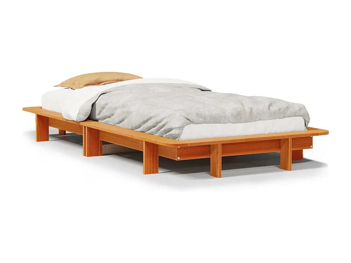 Cadre de lit sans matelas cire marron 100x200cm bois pin massif
