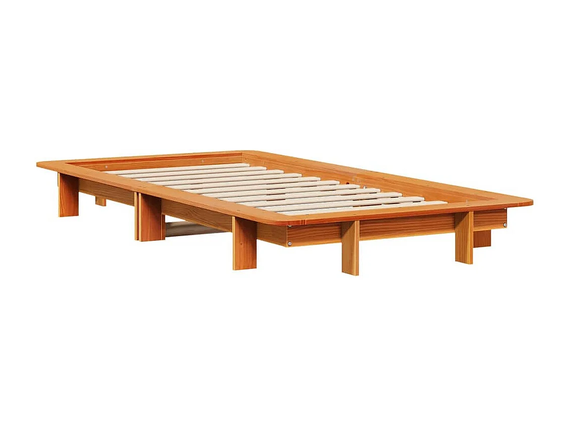 Cadre de lit sans matelas cire marron 100x200cm bois pin massif