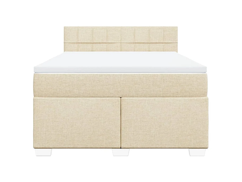 Cama box spring con colchón tela color crema 160x200 cm