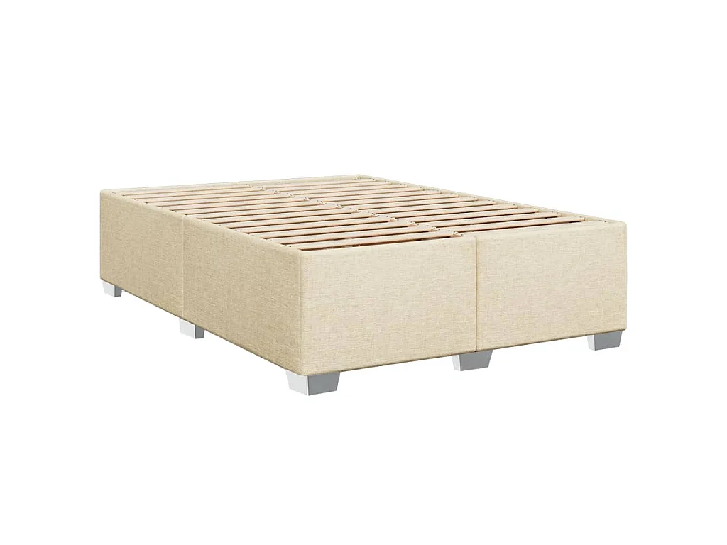 Cama box spring con colchón tela color crema 160x200 cm