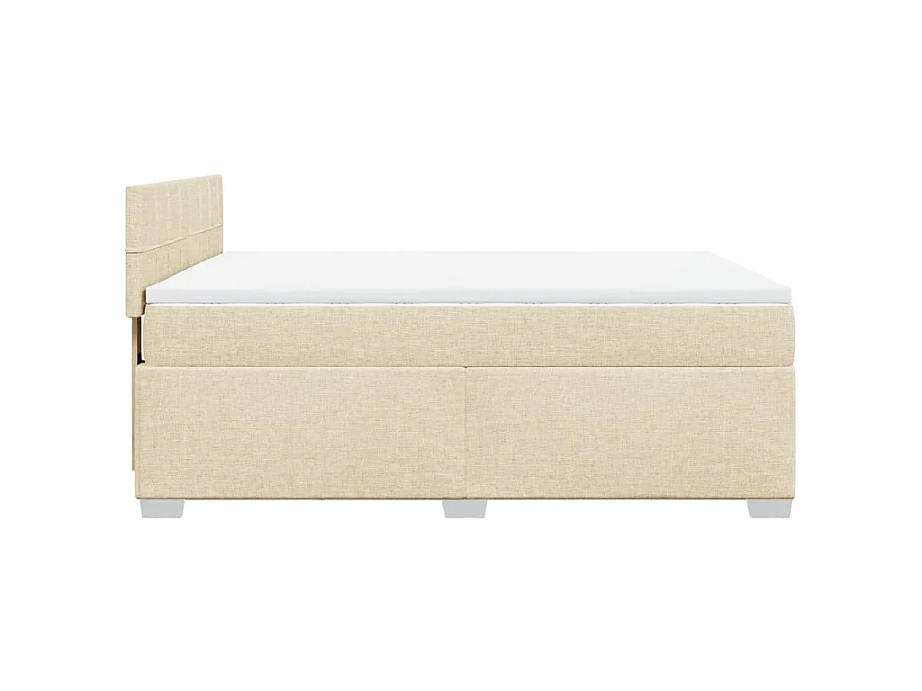 Cama box spring con colchón tela color crema 160x200 cm