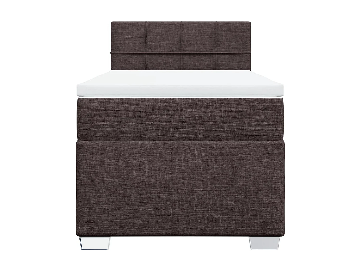Cama box spring con colchón tela marrón oscuro 80x200 cm
