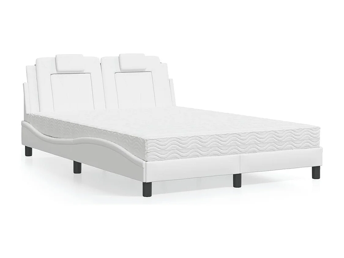 Bed "Viana" met matras kunstleer wit 140x200 cm