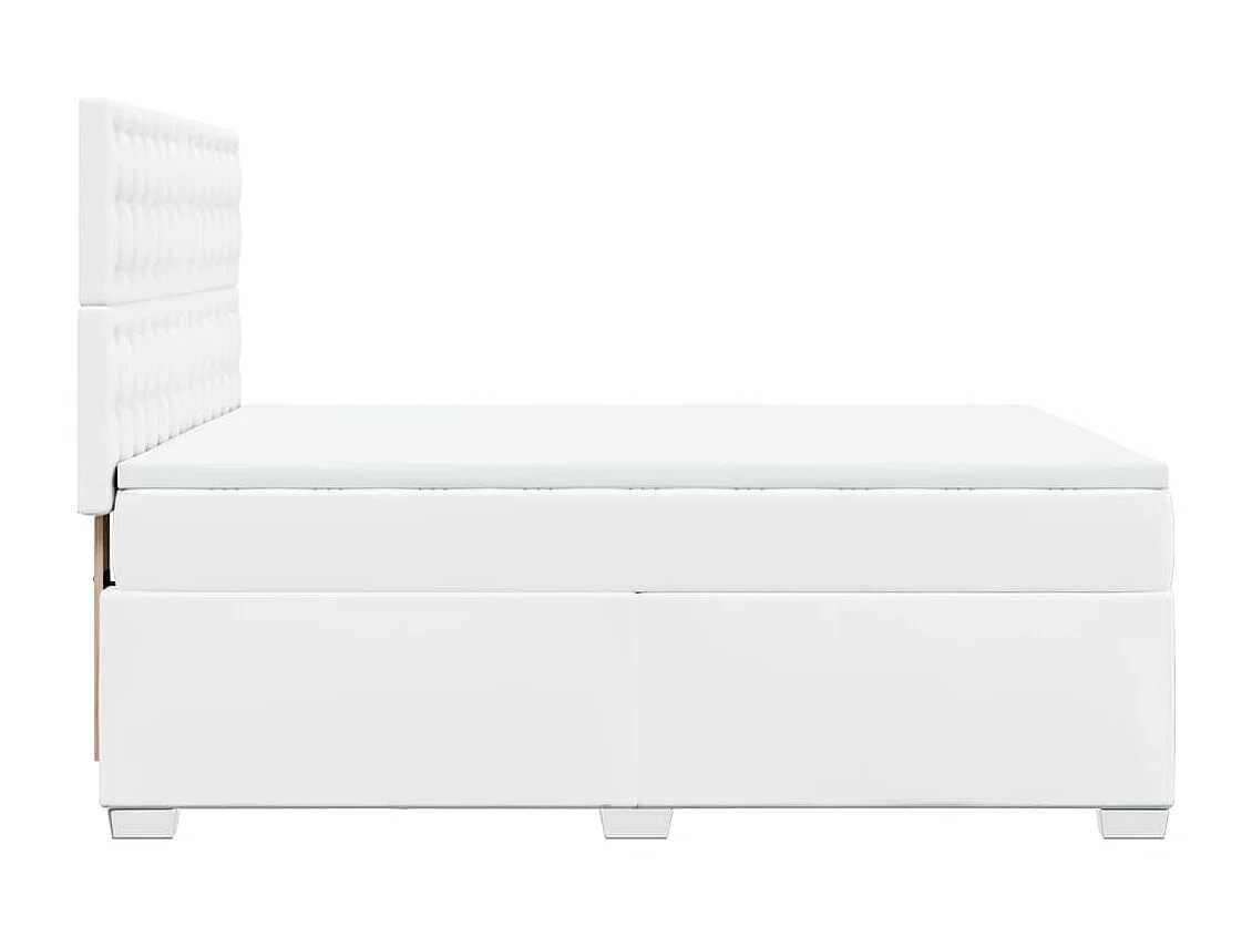 Cama com molas/colchão 140x190 cm couro artificial branco