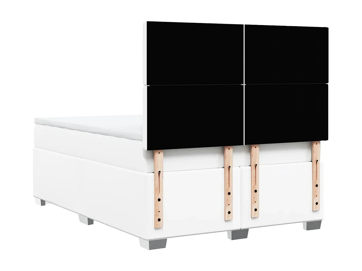 Cama com molas/colchão 140x190 cm couro artificial branco