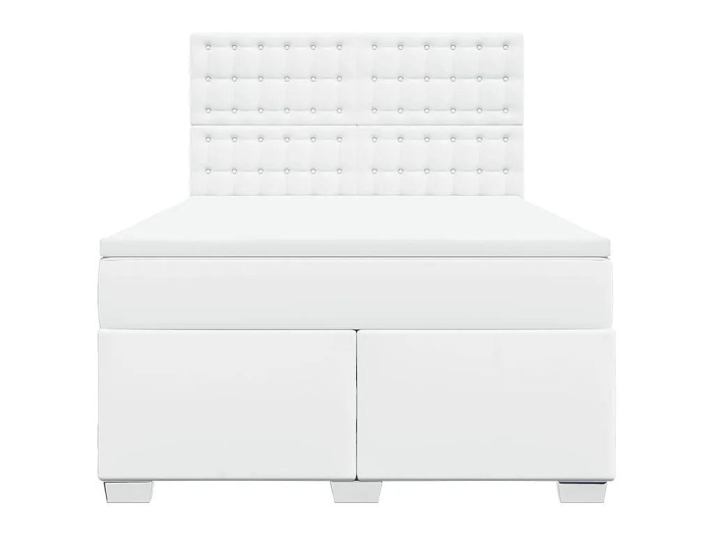 Sommier à lattes de lit avec matelas Blanc 140x190cm Similicuir