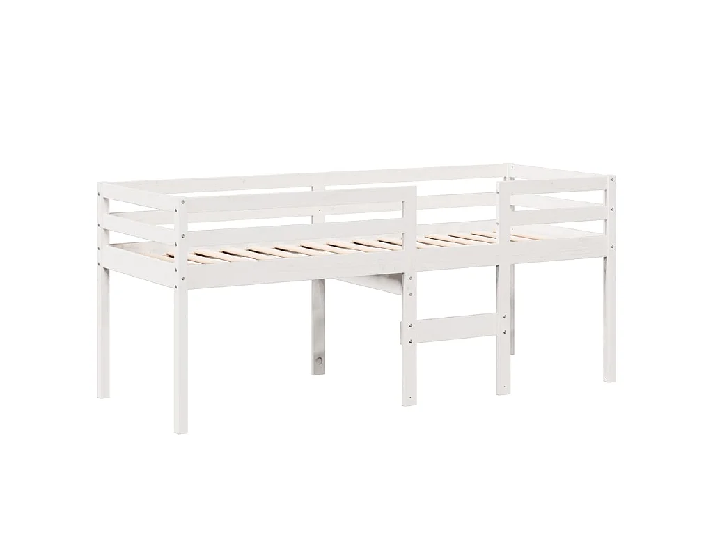 Letto a Soppalco con Tetto Bianco 90x200 cm in Legno di Pino