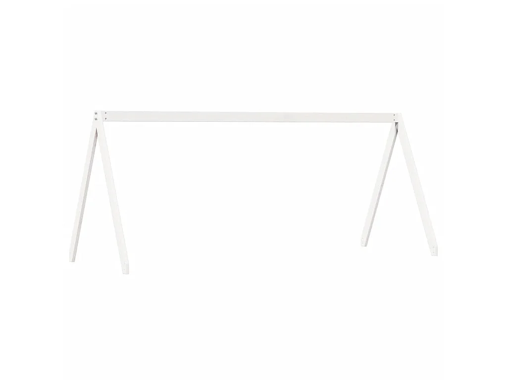 Letto a Soppalco con Tetto Bianco 90x200 cm in Legno di Pino