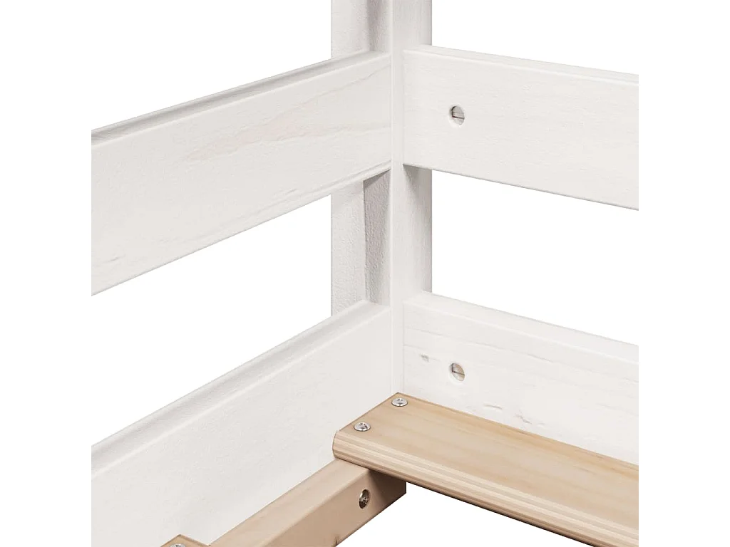 Letto a Soppalco con Tetto Bianco 90x200 cm in Legno di Pino