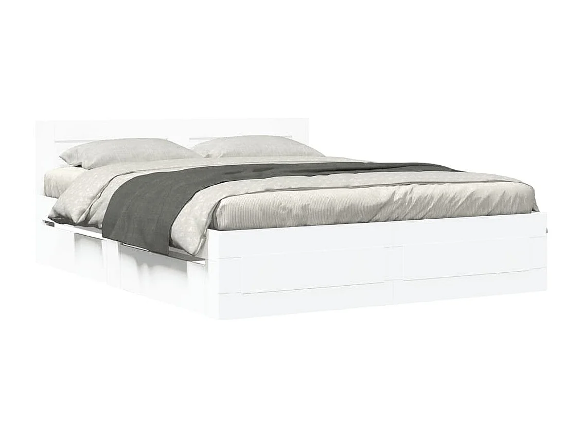 Cadre de lit avec tête de lit sans matelas blanc 160x200 cm