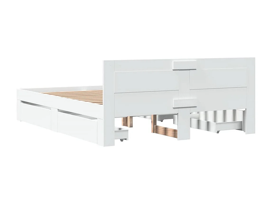 Cadre de lit avec tête de lit sans matelas blanc 160x200 cm