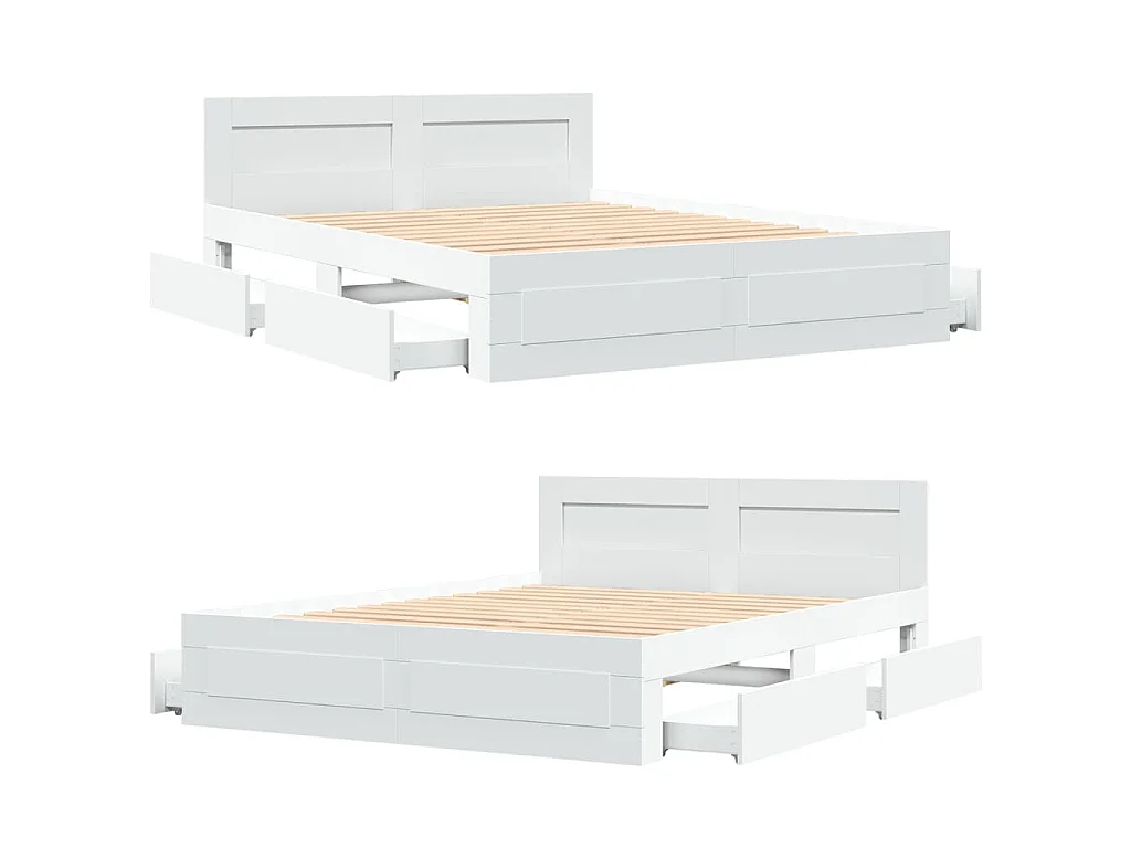 Estrutura de cama c/ cabeceira sem colchão 160x200 cm branco