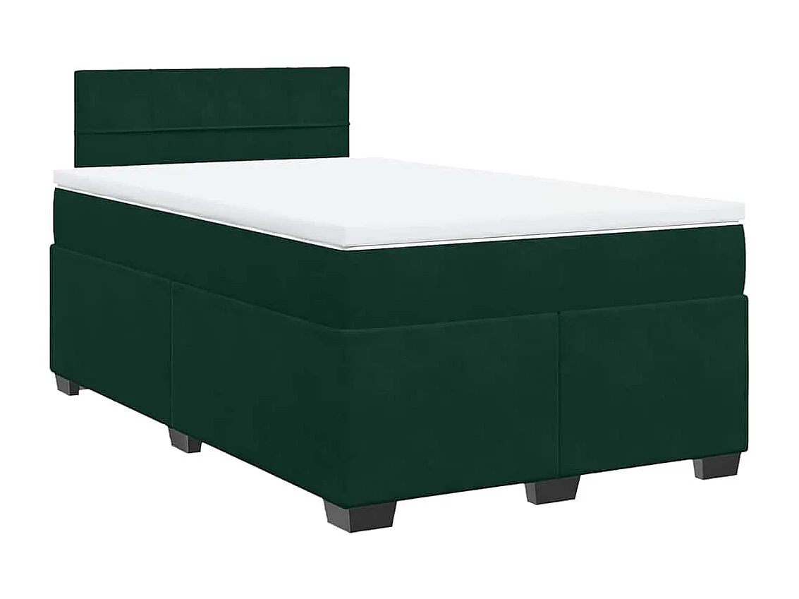 Cama box spring con colchón terciopelo verde oscuro 120x190 cm