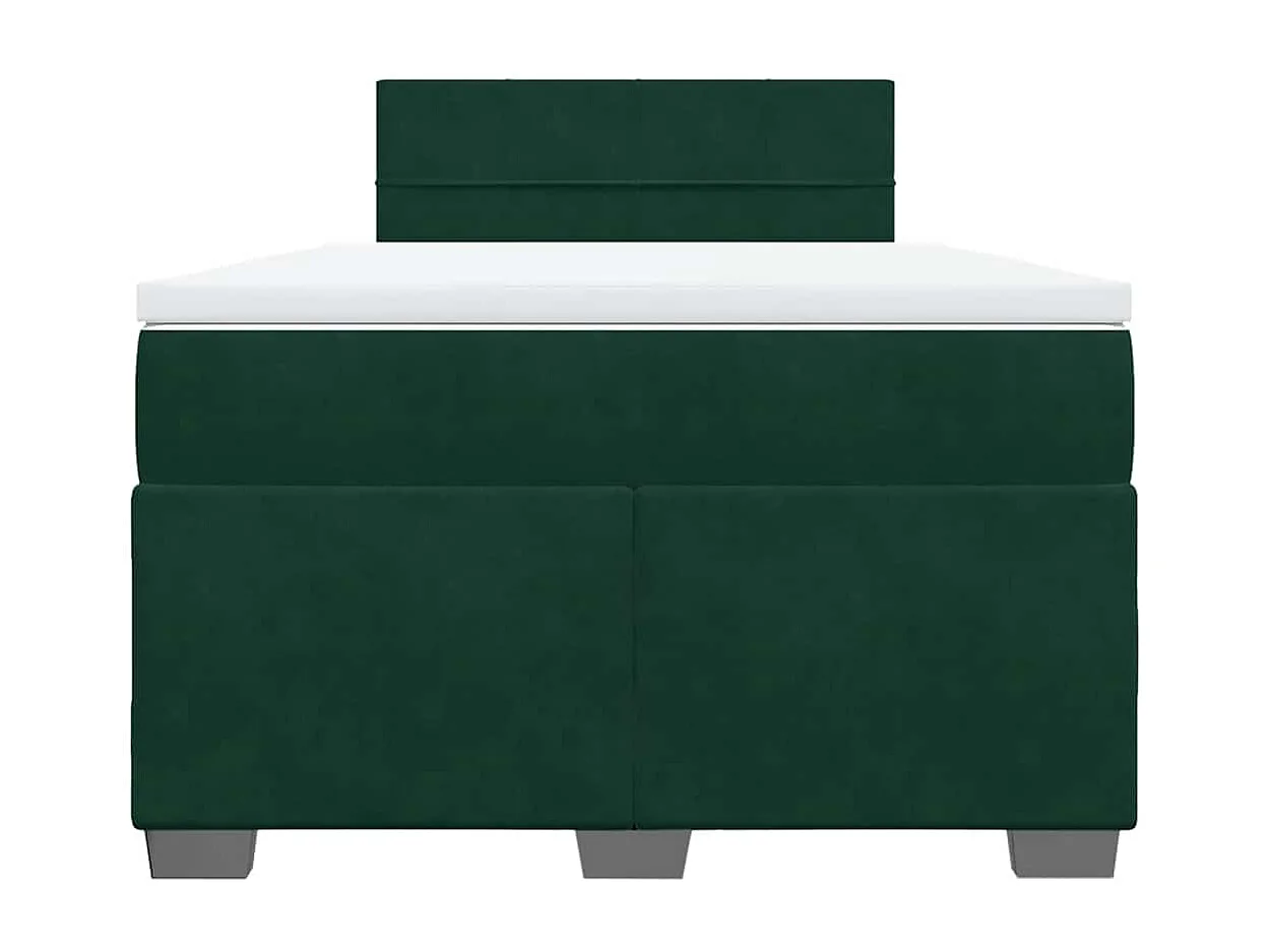 Cama box spring con colchón terciopelo verde oscuro 120x190 cm