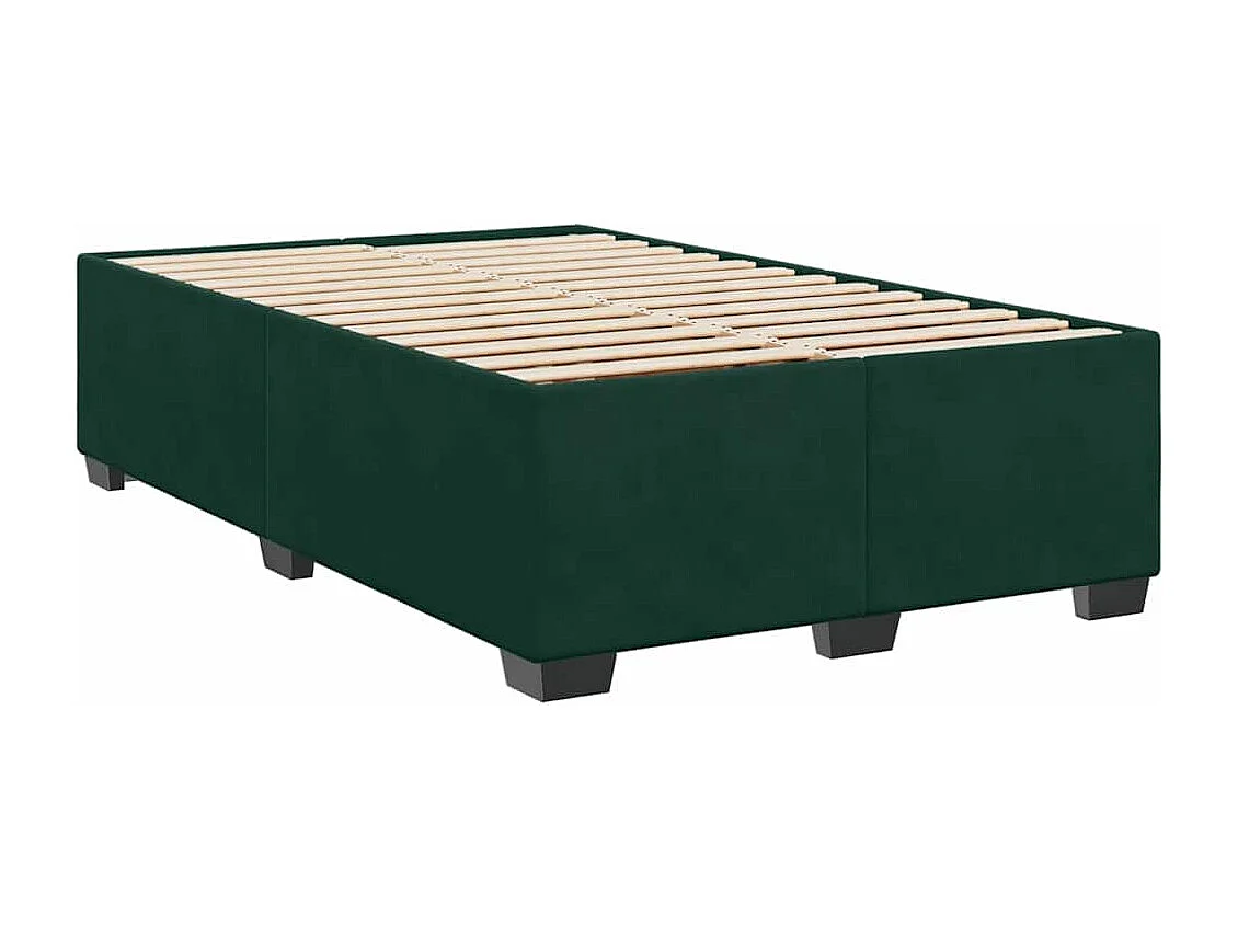 Cama box spring con colchón terciopelo verde oscuro 120x190 cm