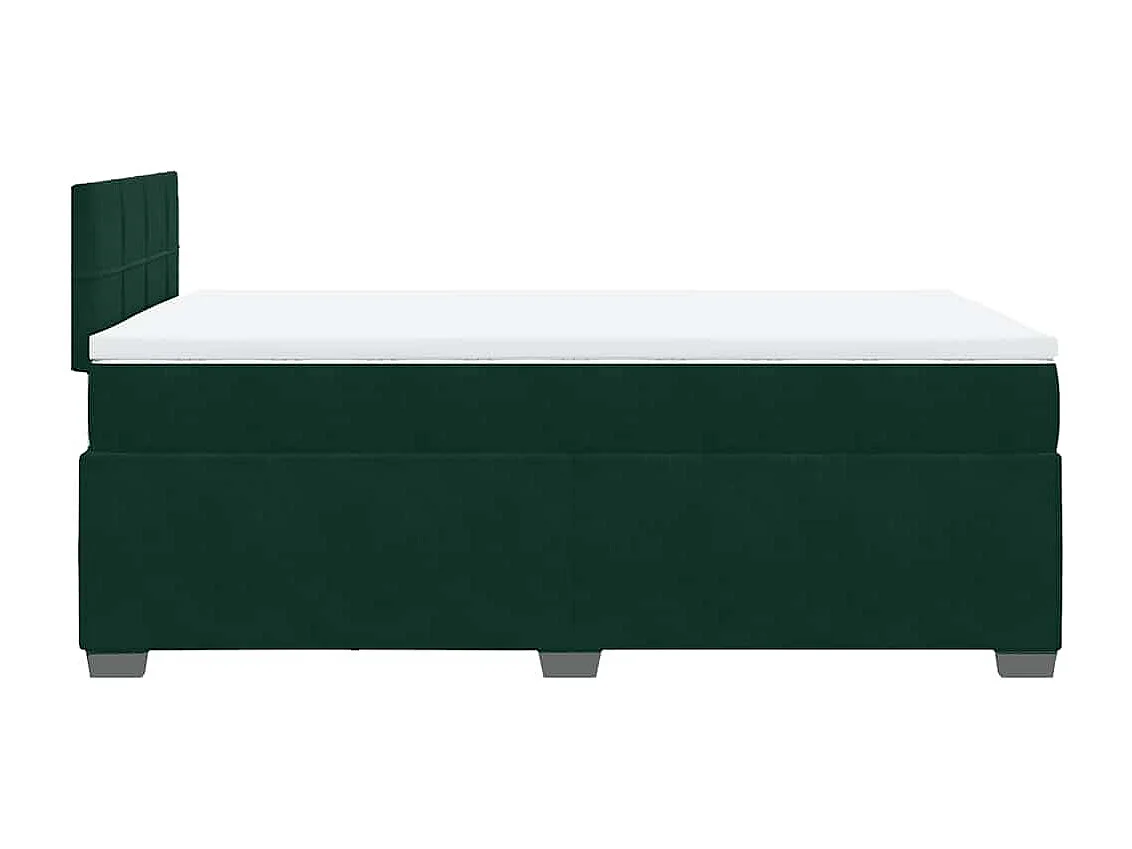 Cama box spring con colchón terciopelo verde oscuro 120x190 cm