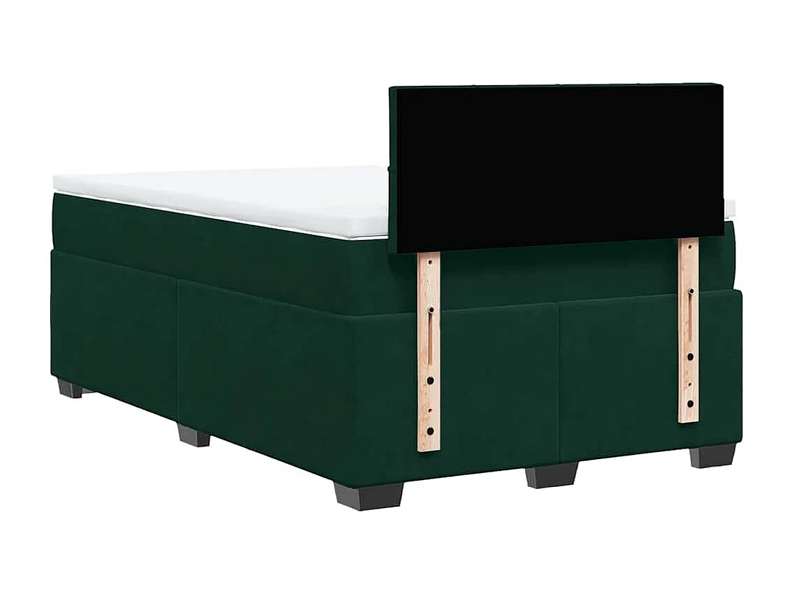 Cama box spring con colchón terciopelo verde oscuro 120x190 cm