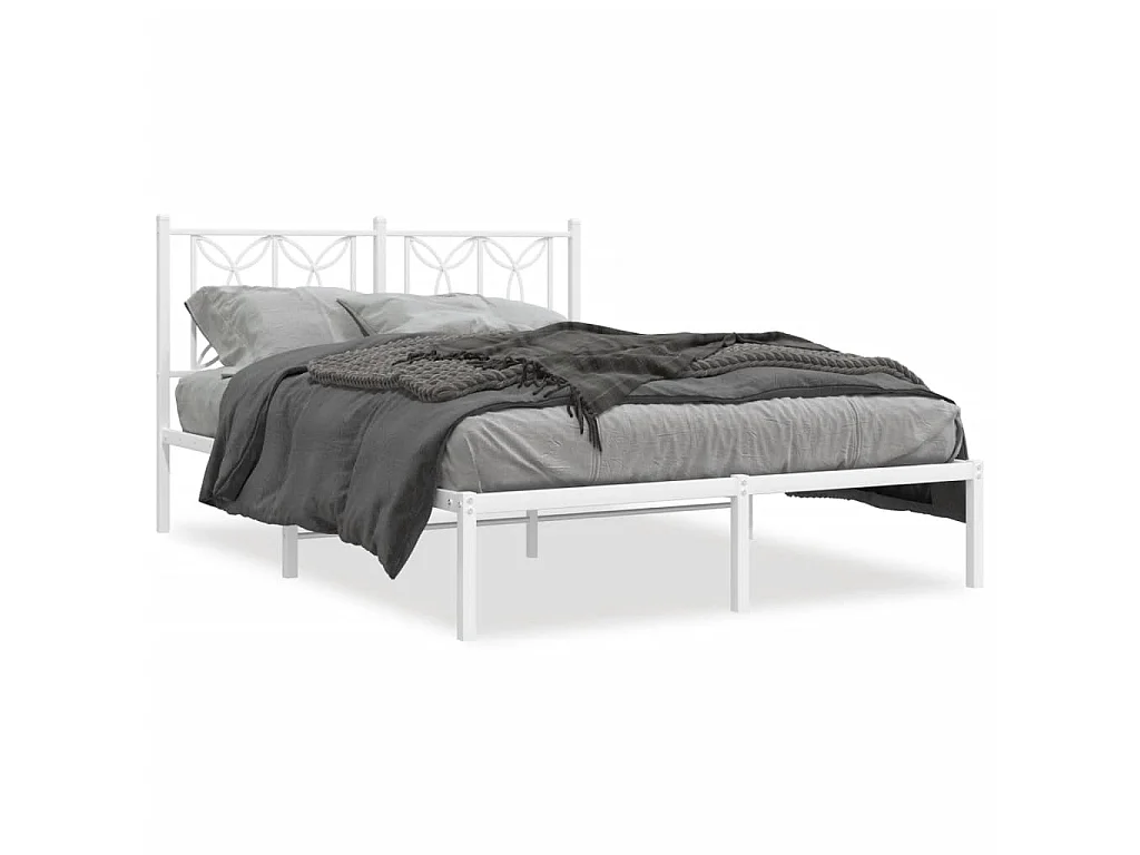 Estrutura de cama com cabeceira 140x190 cm metal branco