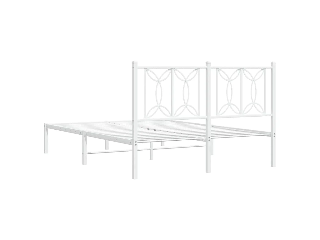 Cadre de lit métal sans matelas et tête de lit blanc 140x190 cm