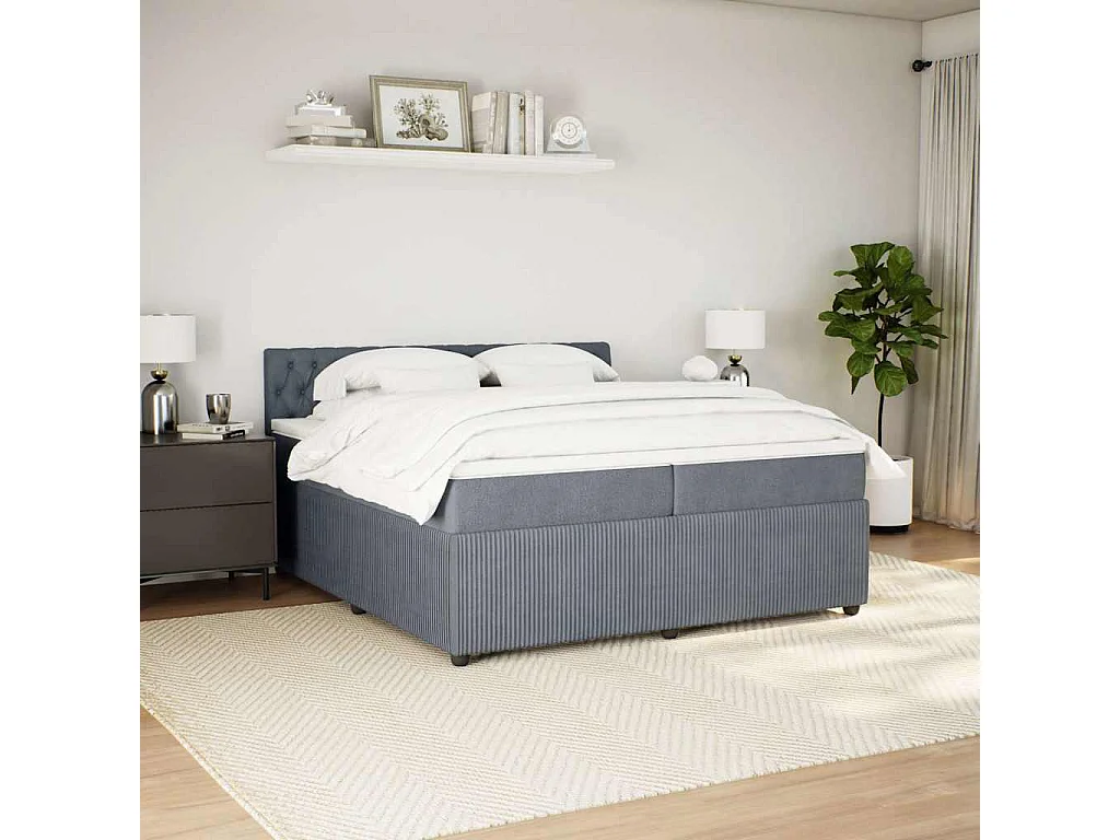 Sommier à lattes de lit et matelas Gris foncé 200x200cm Velours