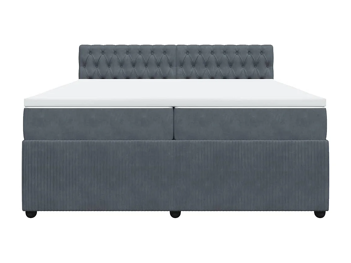 Sommier à lattes de lit et matelas Gris foncé 200x200cm Velours