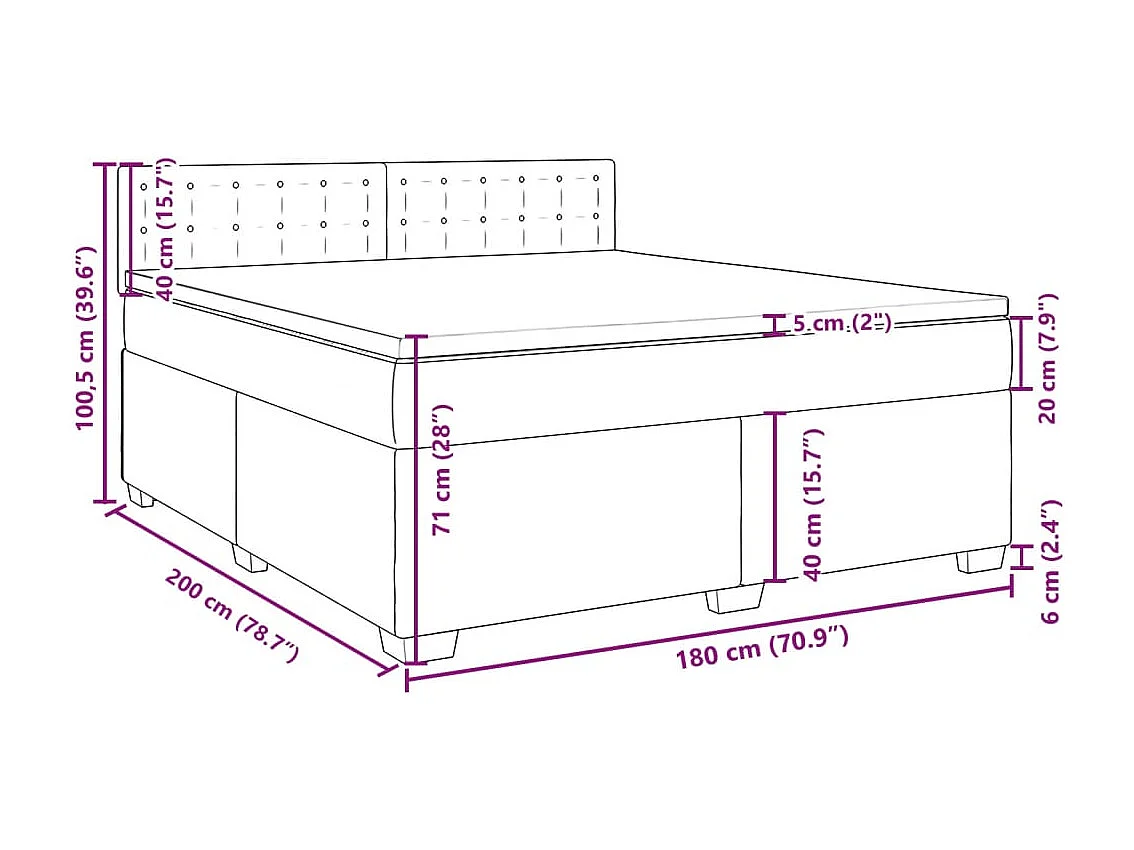 Boxspringbett mit Matratze Weiß 180x200 cm Kunstleder