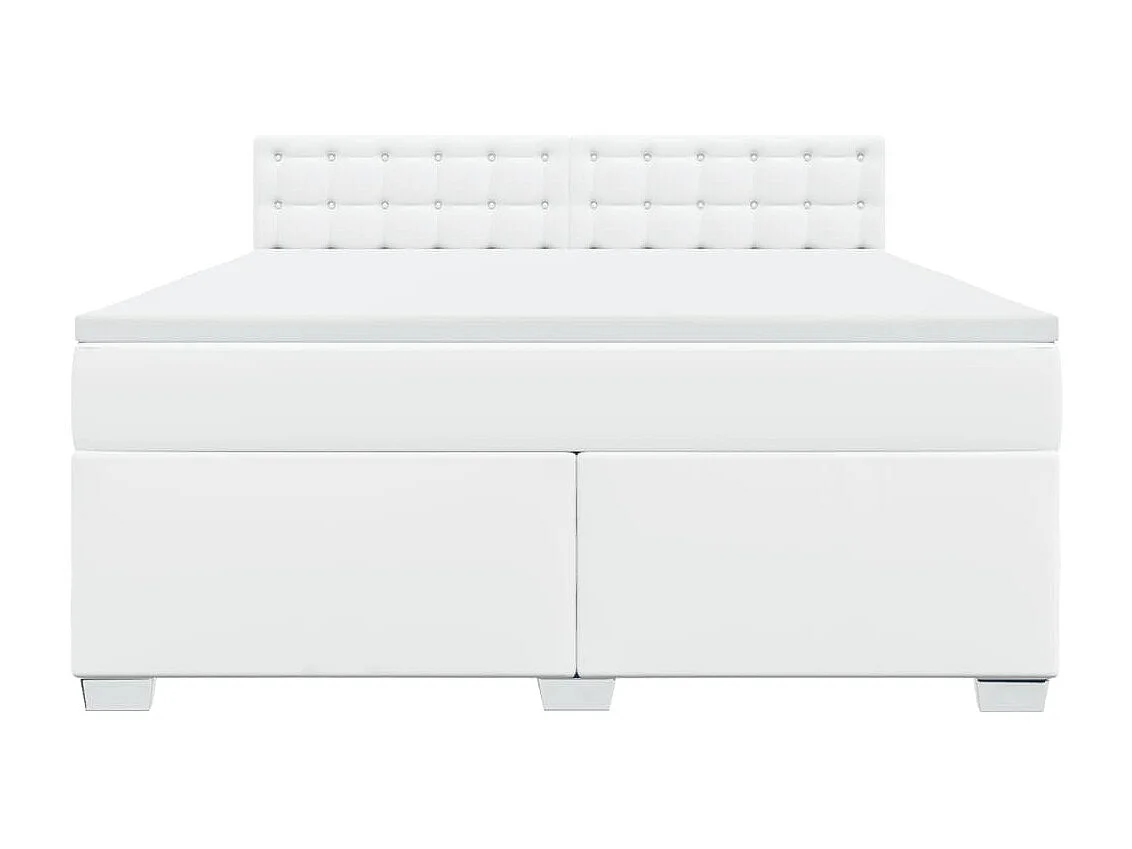 Boxspringbett mit Matratze Weiß 180x200 cm Kunstleder