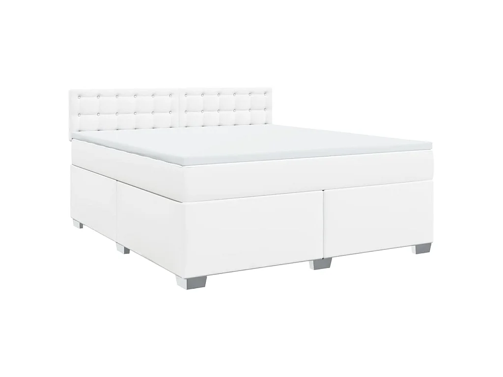 Sommier à lattes de lit avec matelas Blanc 180x200cm Similicuir