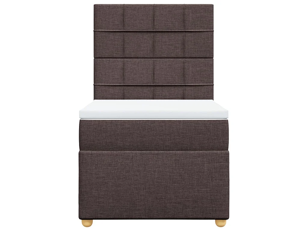 Cama box spring con colchón tela marrón oscuro 90x190 cm