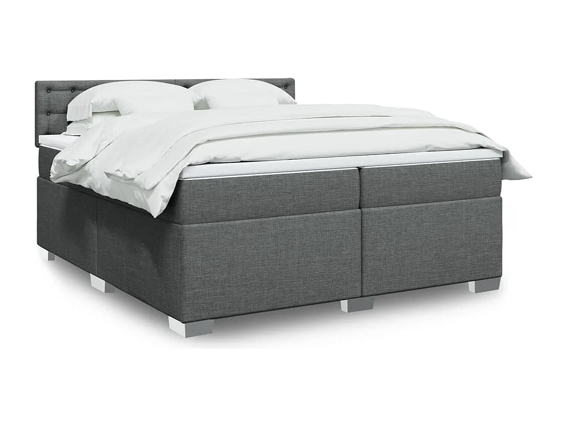 Sommier à lattes de lit avec matelas Gris foncé 200x200cm Tissu