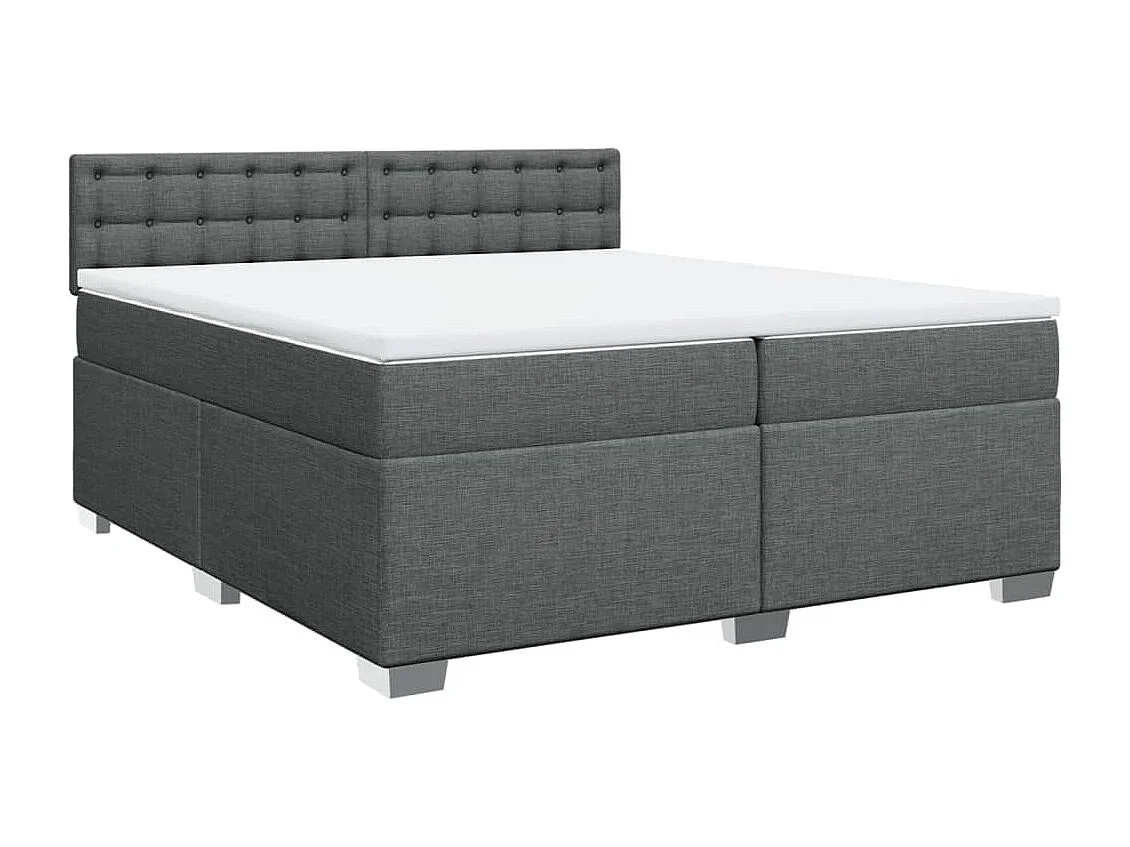 Sommier à lattes de lit avec matelas Gris foncé 200x200cm Tissu