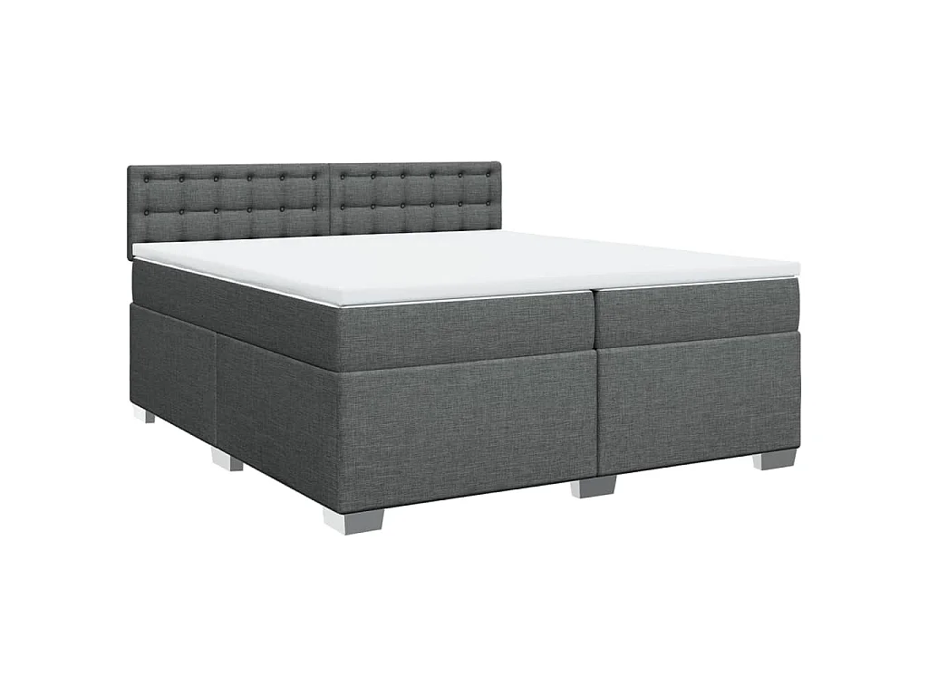 Cama box spring con colchón tela gris oscuro 200x200 cm
