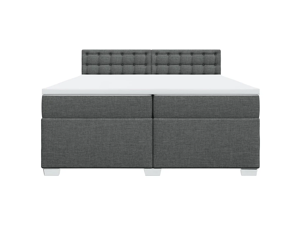 Cama box spring con colchón tela gris oscuro 200x200 cm