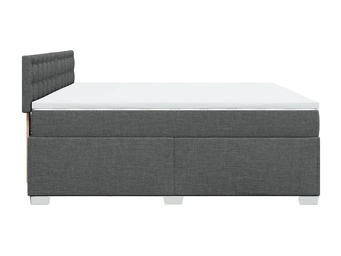 Cama box spring con colchón tela gris oscuro 200x200 cm