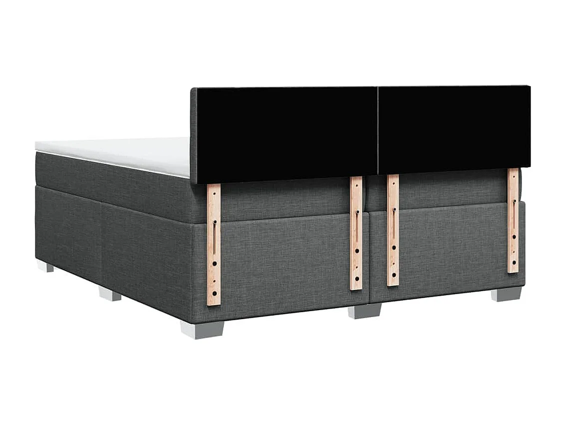 Cama box spring con colchón tela gris oscuro 200x200 cm