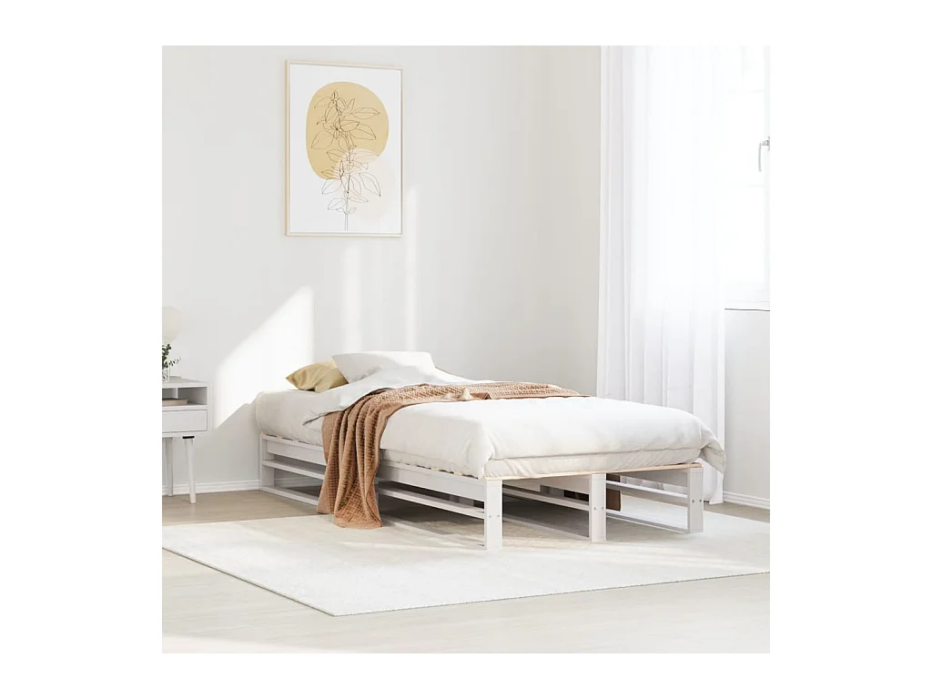 Cadre de lit sans matelas blanc 90x190 cm bois de pin massif