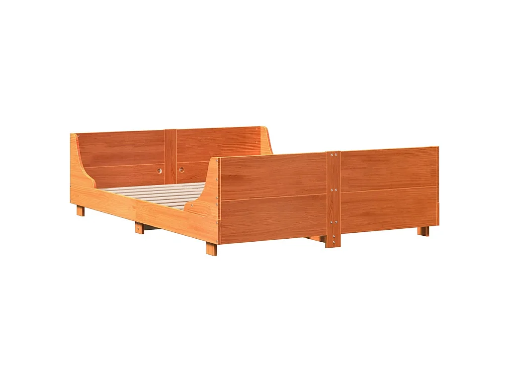 Cama sin colchón madera maciza de pino marrón cera 120x200 cm