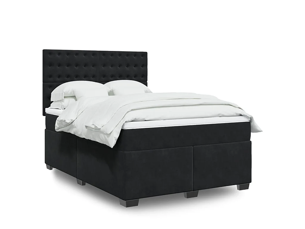 Boxspringbett mit Matratze Schwarz 140x190 cm Samt