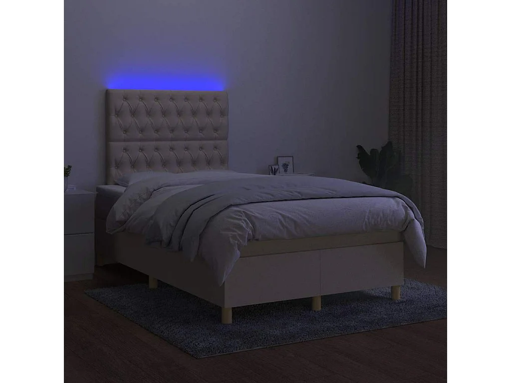 Boxspring met matras en LED stof crèmekleurig 120x190 cm