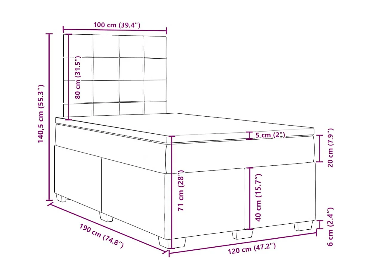 Sommier à lattes de lit avec matelas vert foncé 120x190 cm