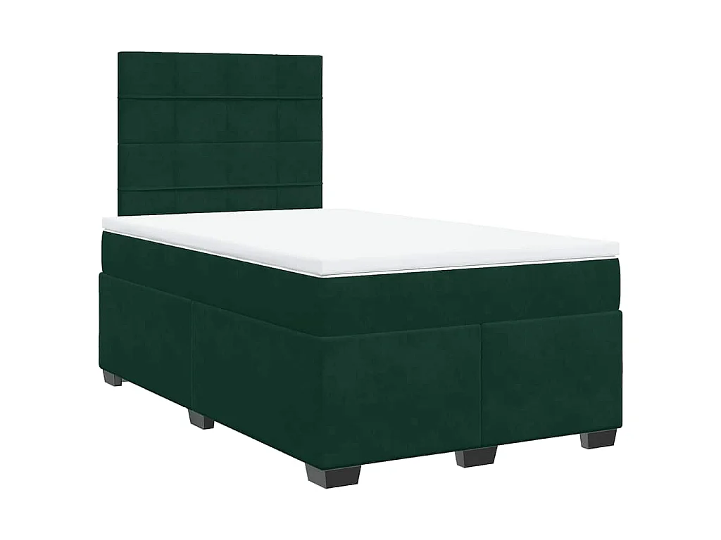 Cama box spring con colchón terciopelo verde oscuro 120x190 cm