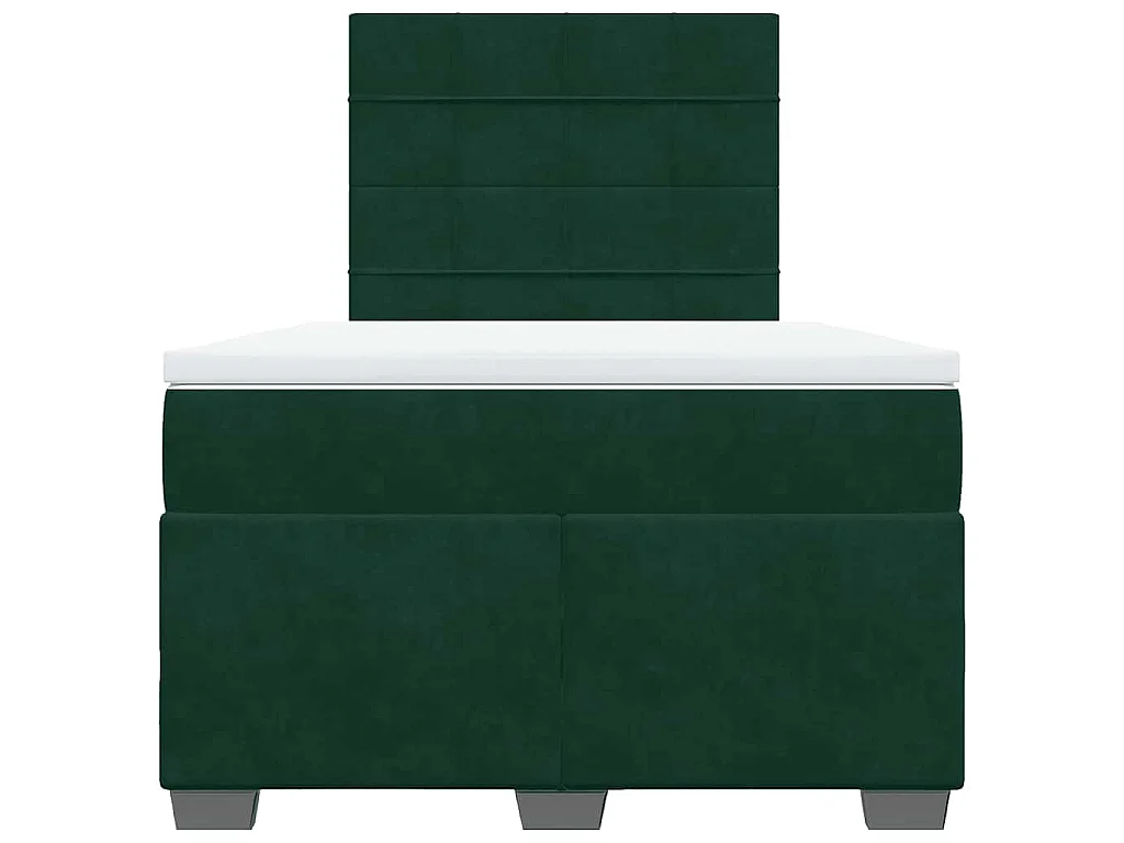 Cama box spring con colchón terciopelo verde oscuro 120x190 cm