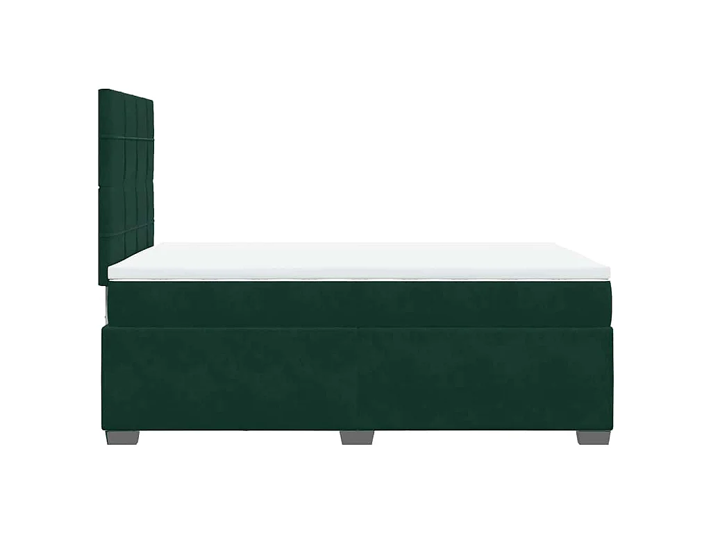 Cama box spring con colchón terciopelo verde oscuro 120x190 cm