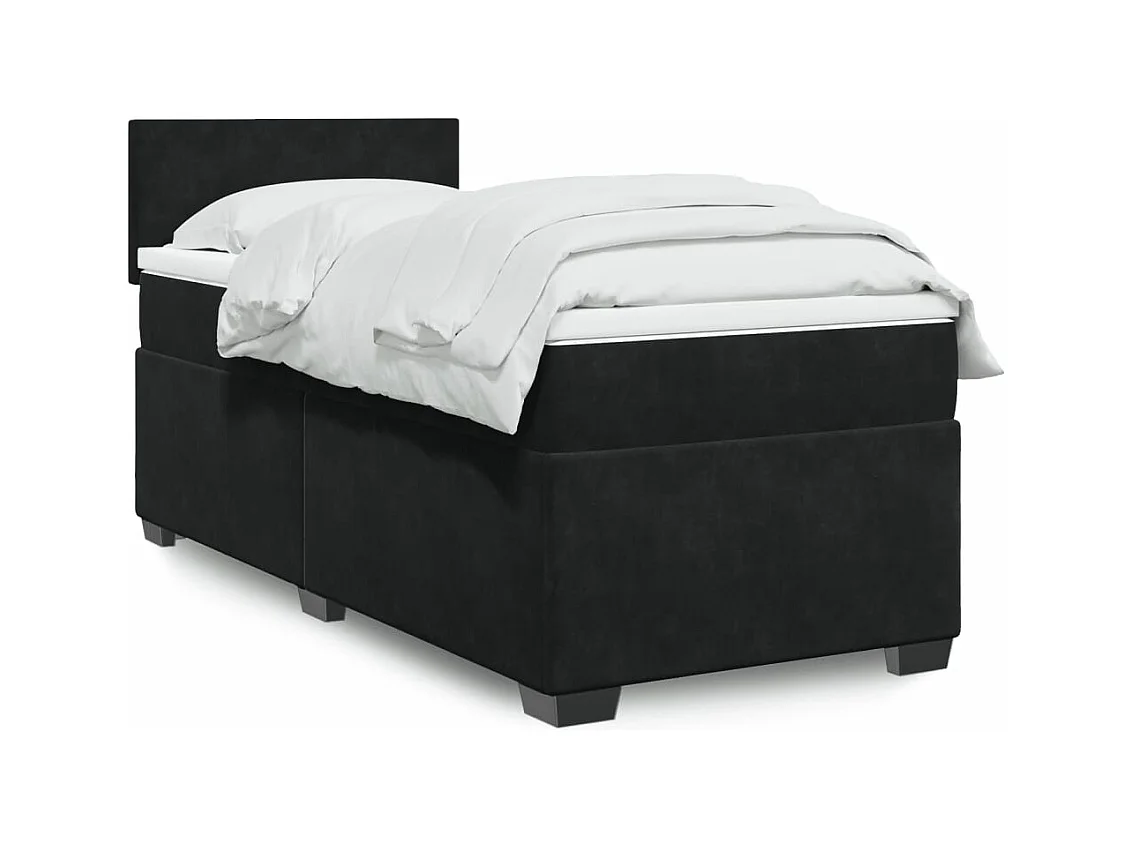 Boxspringbett mit Matratze Schwarz 90x190 cm Samt