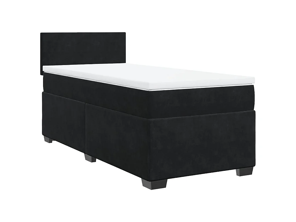 Giroletto a Molle con Materasso Nero 90x190 cm in Velluto