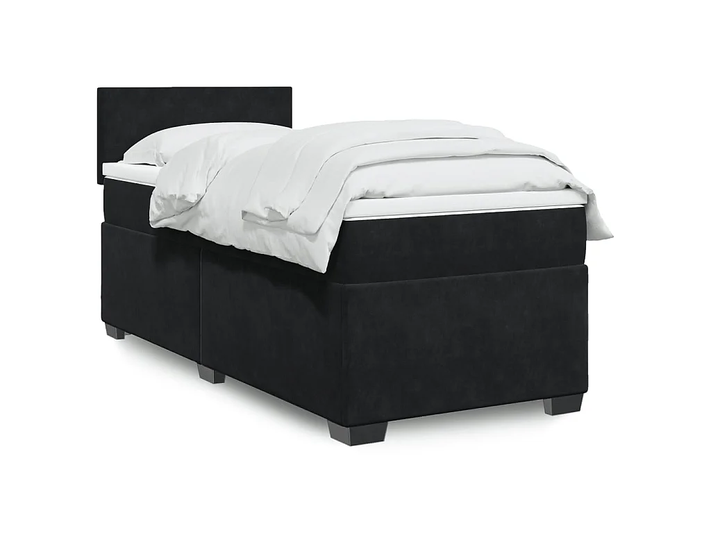 Giroletto a Molle con Materasso Nero 90x190 cm in Velluto