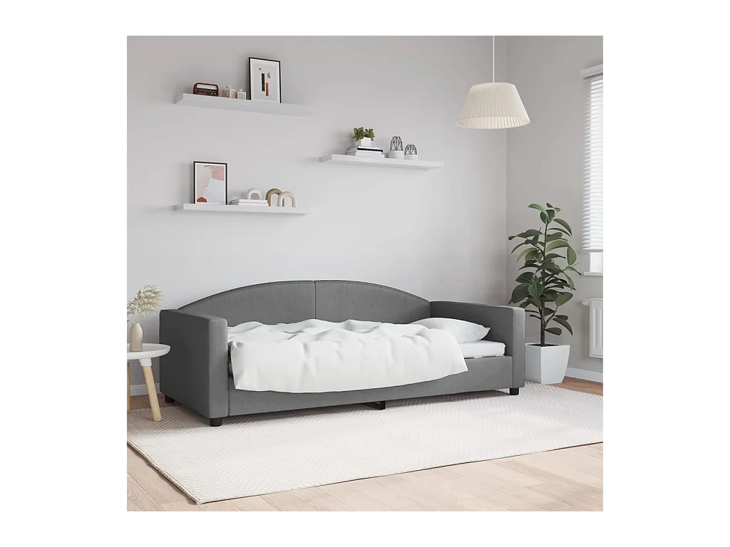 Slaapbank 90x190 cm stof donkergrijs