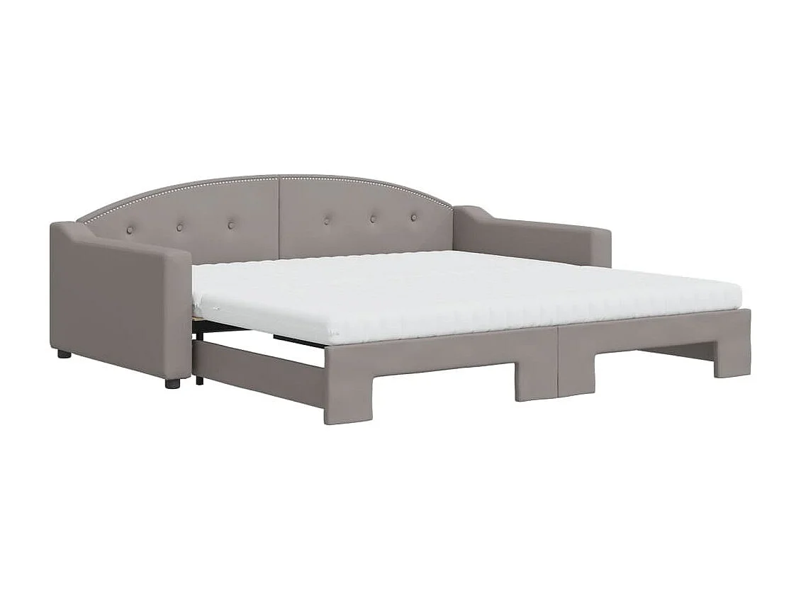 Lit de jour avec gigogne et matelas taupe 100x200 cm tissu