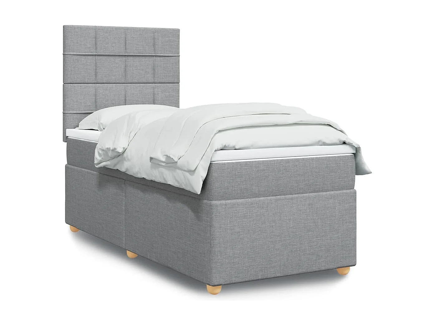 Boxspringbett mit Matratze Hellgrau 90x190 cm Stoff